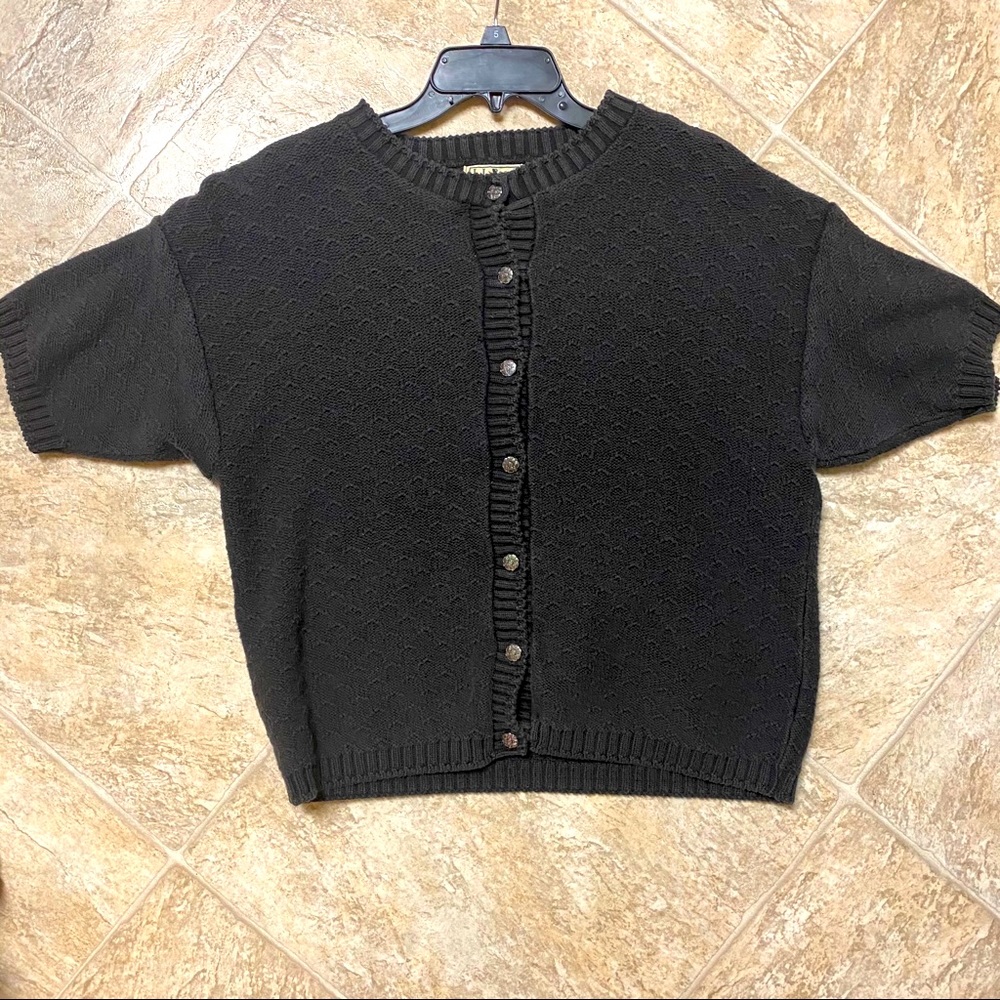 Vintage Knit Black Button Up T-Shirt L.L. Bean